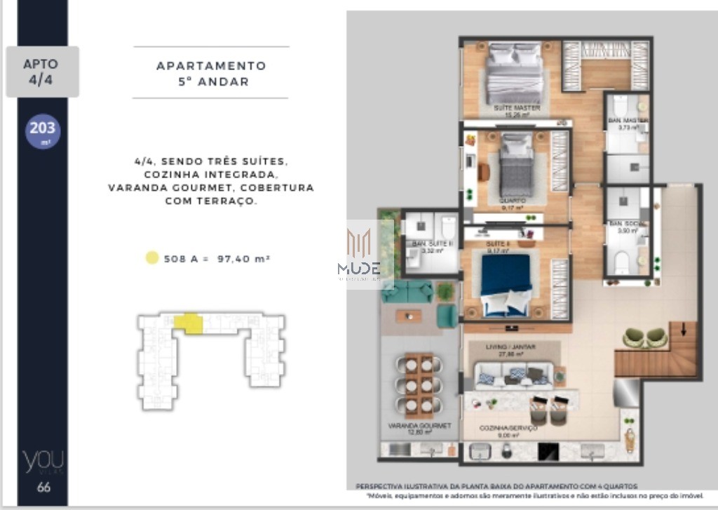 YOU VILAS Cobertura com Suíte e Terraço - 4 quartos, 3 suítes - 97,30 m² - Á venda - Vilas do Atlântico Lauro de Freitas