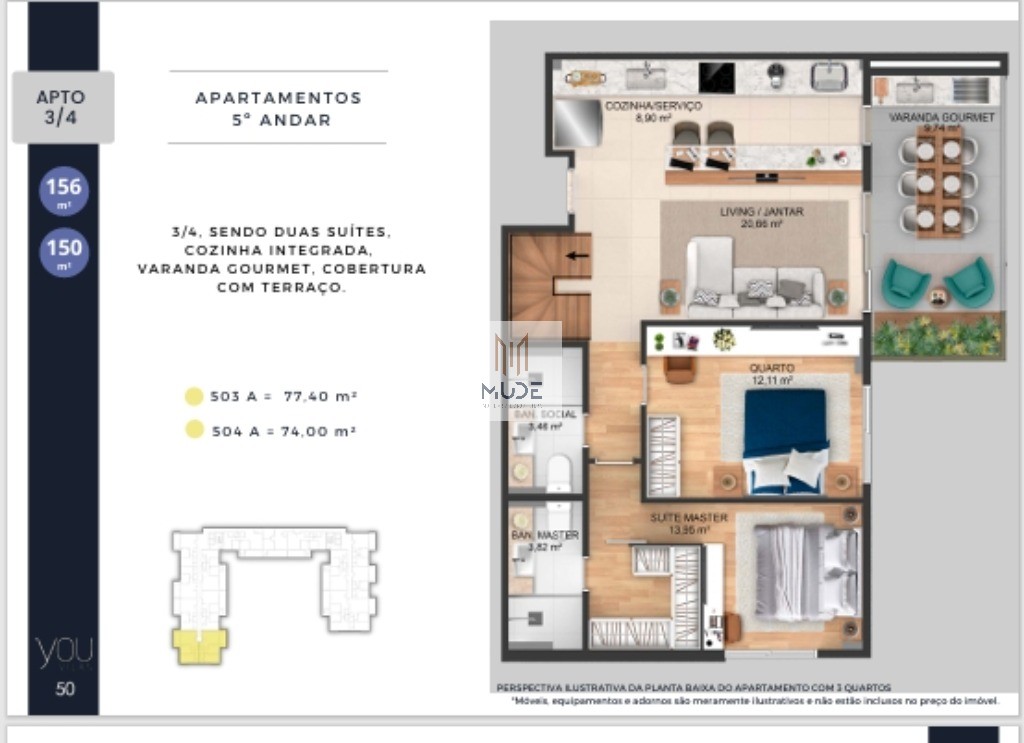 YOU VILAS Cobertura com Suíte e Terraço - 4 quartos, 3 suítes - 97,30 m² - Á venda - Vilas do Atlântico Lauro de Freitas