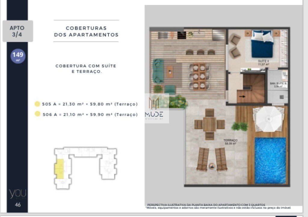 YOU VILAS Cobertura com Suíte e Terraço - 4 quartos, 3 suítes - 97,30 m² - Á venda - Vilas do Atlântico Lauro de Freitas