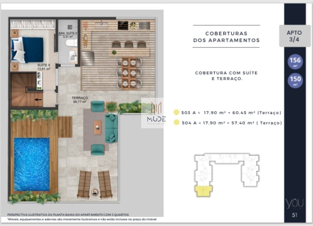YOU VILAS Cobertura com Suíte e Terraço - 4 quartos, 3 suítes - 97,30 m² - Á venda - Vilas do Atlântico Lauro de Freitas