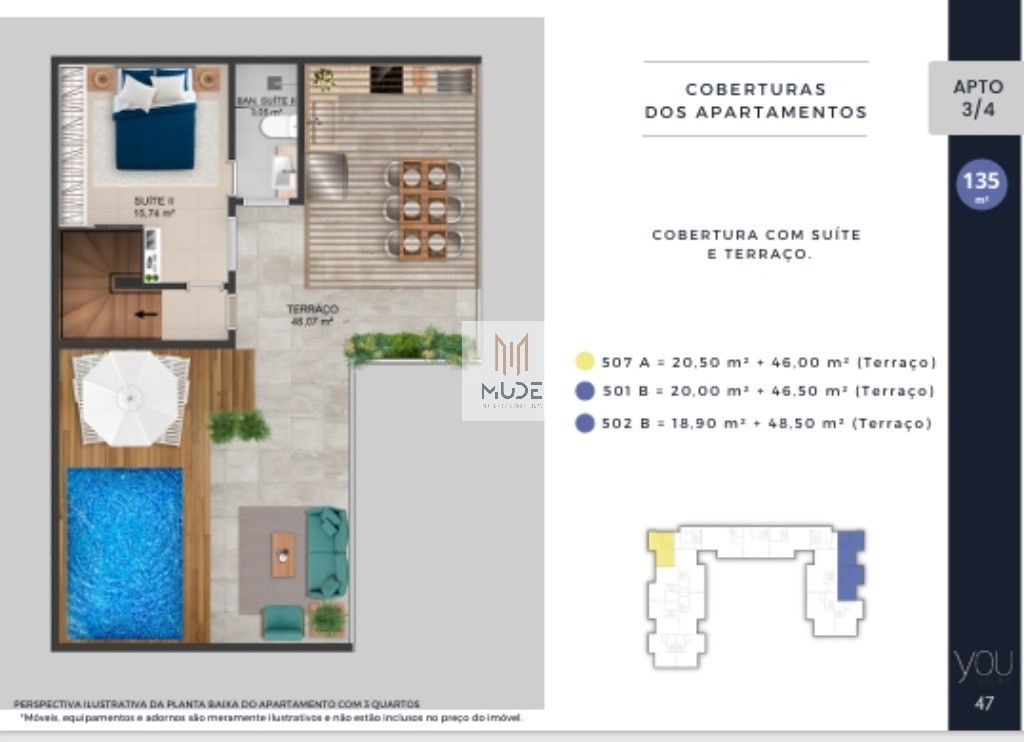 YOU VILAS Cobertura com Suíte e Terraço - 4 quartos, 3 suítes - 97,30 m² - Á venda - Vilas do Atlântico Lauro de Freitas