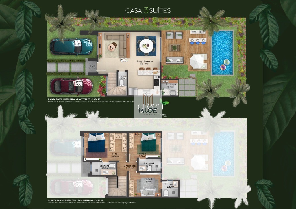 GREEN HOME: Pré- lançamento com Casas de 96 m² de 3 ou 4 suítes com quintal privativo - Abrantes - Camaçari-BA