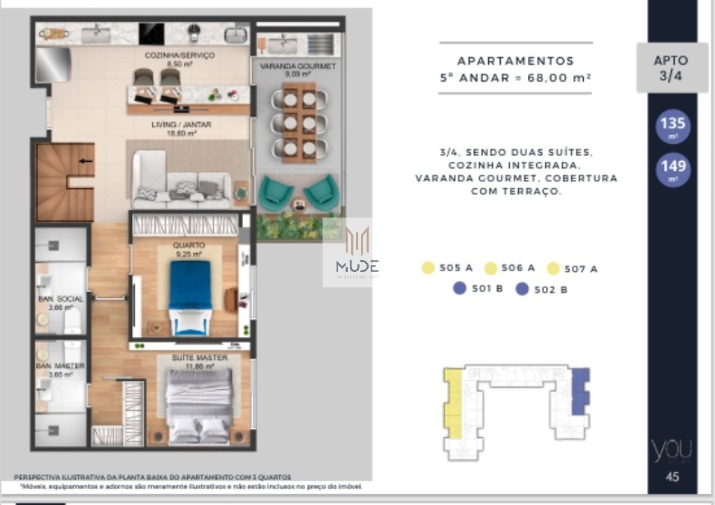 YOU VILAS Cobertura com Suíte e Terraço - 4 quartos, 3 suítes - 97,30 m² - Á venda - Vilas do Atlântico Lauro de Freitas