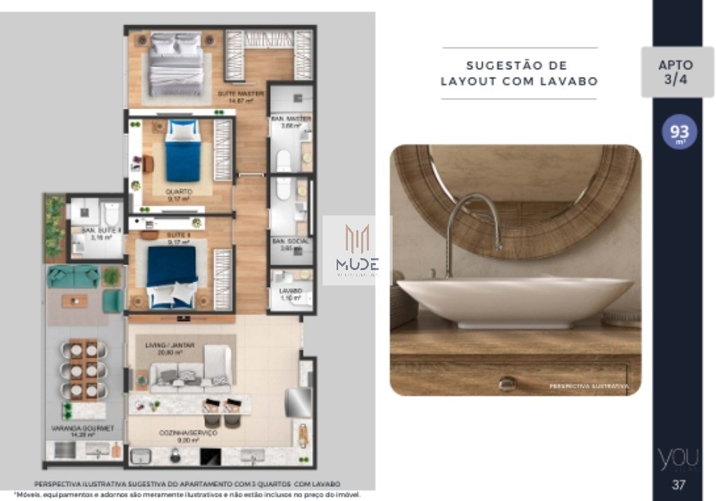 YOU VILAS Cobertura com Suíte e Terraço - 4 quartos, 3 suítes - 97,30 m² - Á venda - Vilas do Atlântico Lauro de Freitas