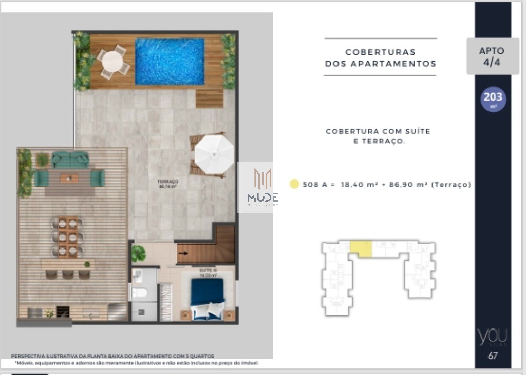 YOU VILAS Cobertura com Suíte e Terraço - 4 quartos, 3 suítes - 97,30 m² - Á venda - Vilas do Atlântico Lauro de Freitas