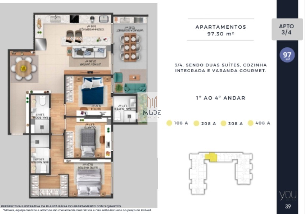 YOU VILAS Cobertura com Suíte e Terraço - 4 quartos, 3 suítes - 97,30 m² - Á venda - Vilas do Atlântico Lauro de Freitas