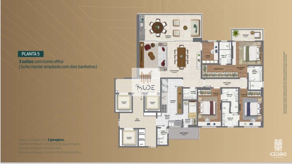 CEDRO HORTO Apartamento de 3 e 4 suítes com 154,5m² - Horto Florestal Salvador