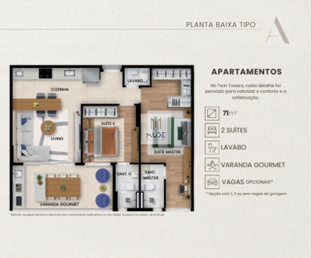 TWIN TOWERS - Apartamentos com 2 suítes de 71m² e 74m² - varanda gourmet - Vila do Atlântico - Á VENDA