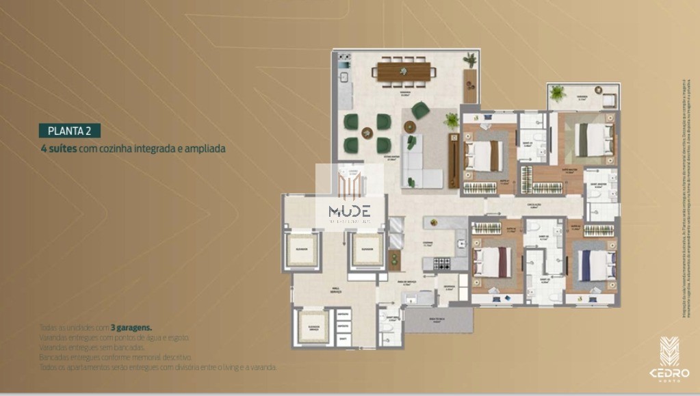 CEDRO HORTO Apartamento de 3 e 4 suítes com 154,5m² - Horto Florestal Salvador