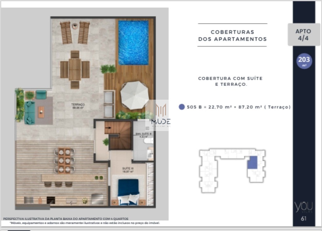 YOU VILAS Cobertura com Suíte e Terraço - 4 quartos, 3 suítes - 97,30 m² - Á venda - Vilas do Atlântico Lauro de Freitas
