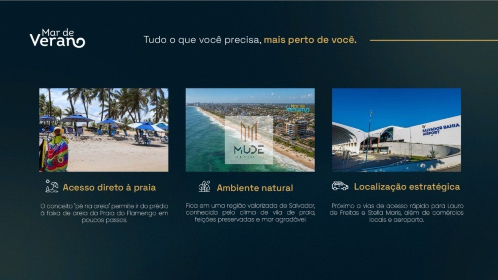 MAR DE VERANO Apartamento á Venda de 2 Quartos, 1 Suíte com Área de 57,75m² - NASCENTE- Vista Mar Permanente - Salvador/BA