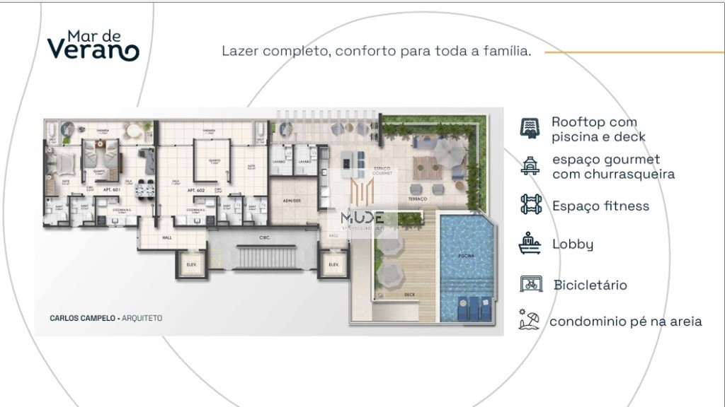 MAR DE VERANO Apartamento á Venda de 2 Quartos, 1 Suíte com Área de 57,75m² - NASCENTE- Vista Mar Permanente - Salvador/BA