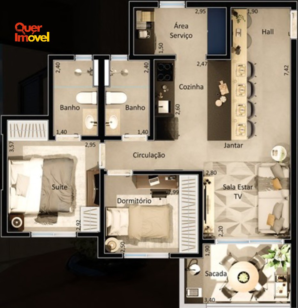 Apartamento, 2 quartos, 71 m² - Foto 3