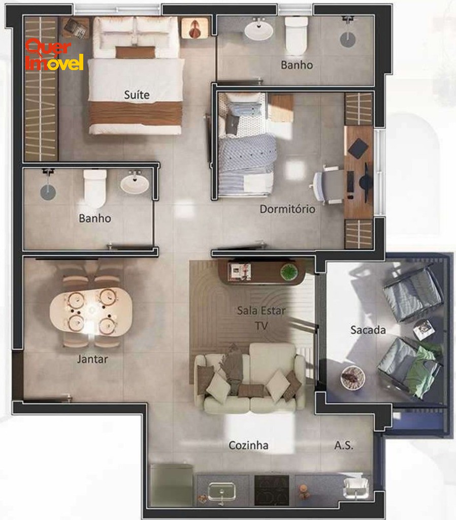 Apartamento, 2 quartos, 54 m² - Foto 2