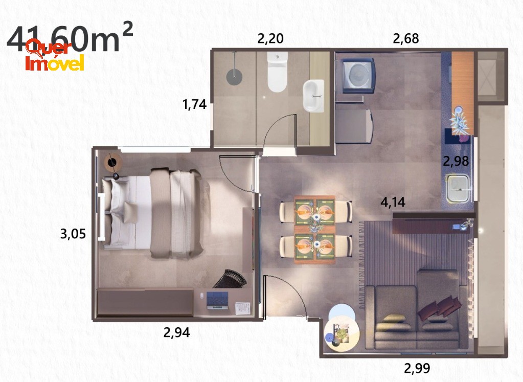 Apartamento, 1 quarto, 41 m² - Foto 3