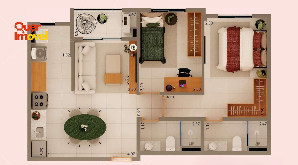 Apartamento, 2 quartos, 56 m² - Foto 3