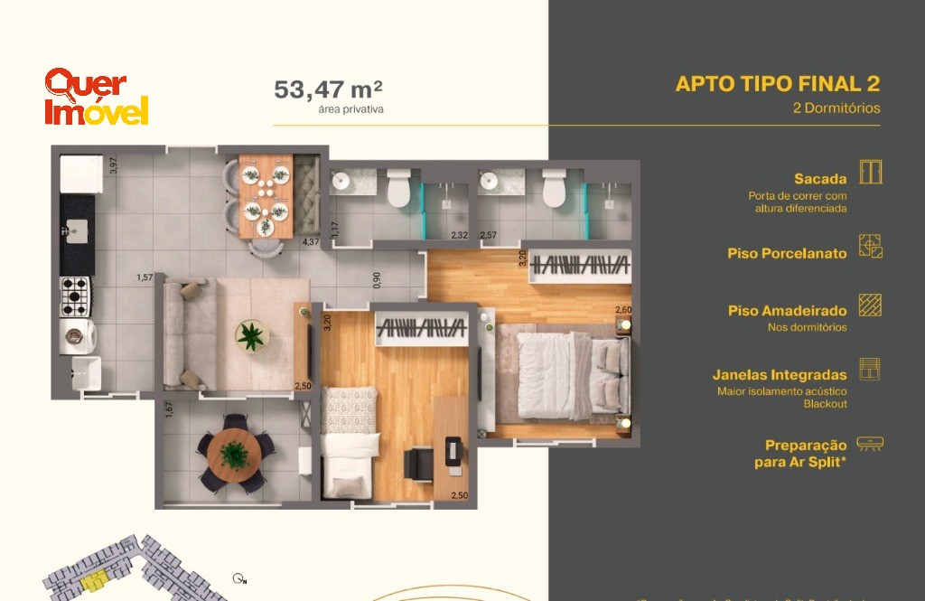 Apartamento, 2 quartos, 53 m² - Foto 3