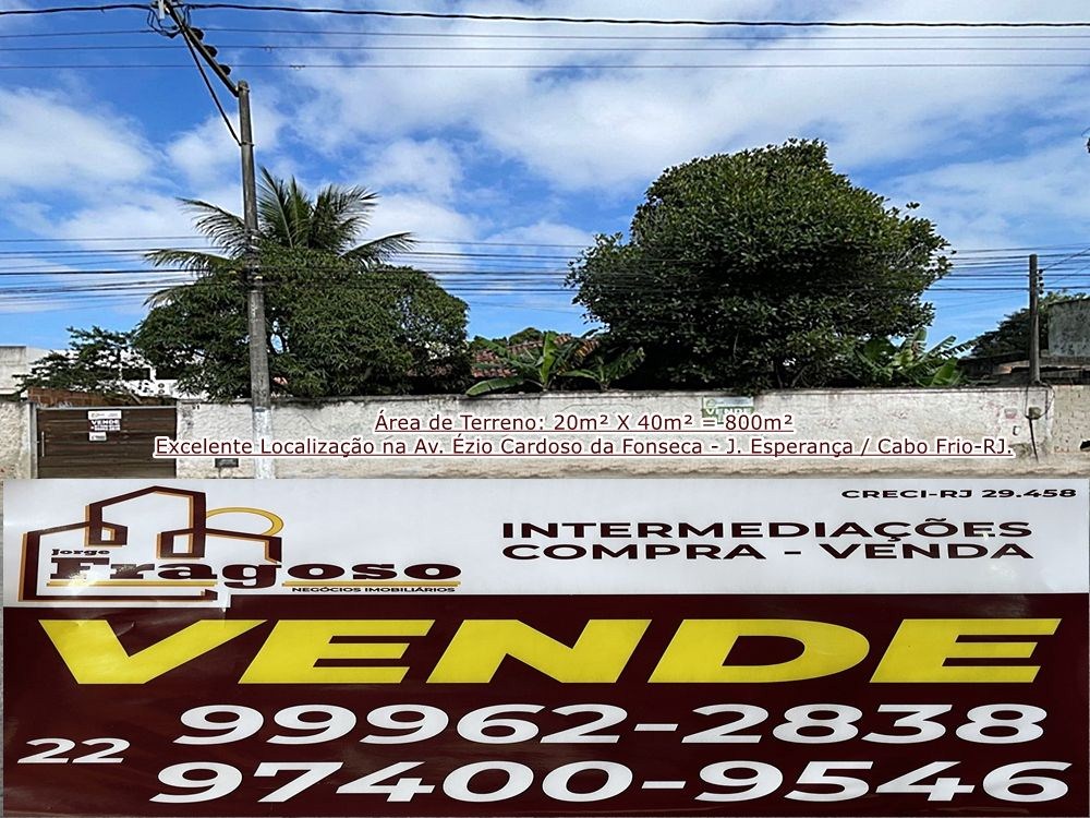 Terreno comercial de 800m² à venda em Cabo Frio-RJ, no Jardim Esperança: oportunidade única!