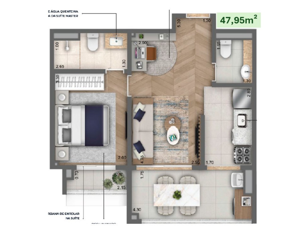 Apartamento, 1 quarto, 47 m² - Foto 12
