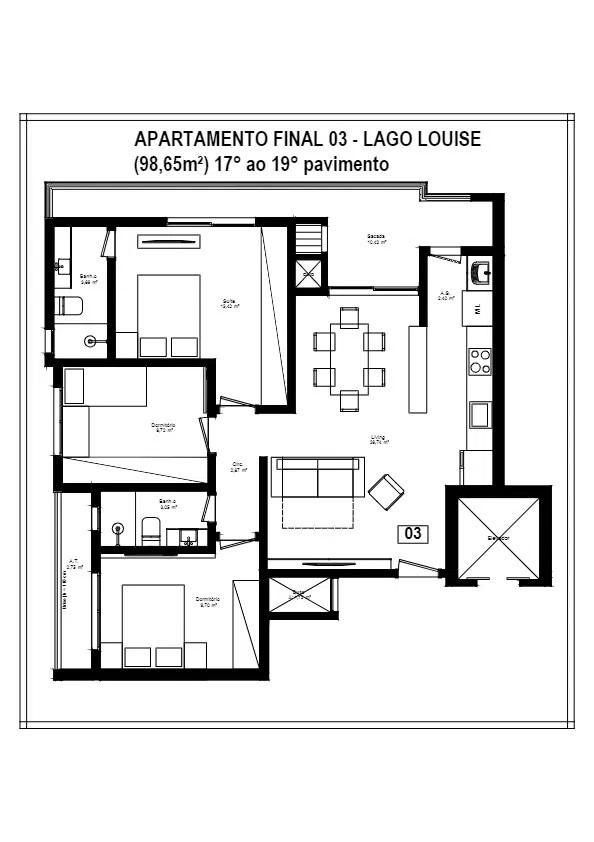 Apartamento à Venda em Itajaí-SC, Bairro Fazenda: 3 Quartos, 1 Suíte, 2 Salas, 2 Vagas de Garagem, 102,09 m² de Área.