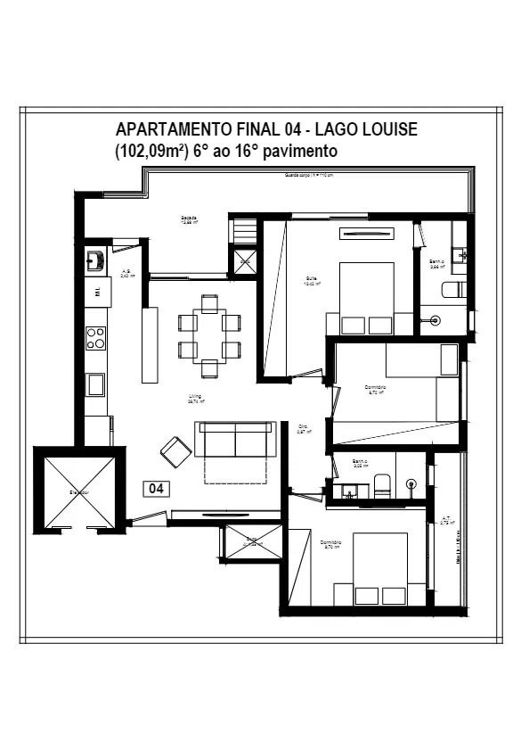 Apartamento à Venda em Itajaí-SC, Bairro Fazenda: 3 Quartos, 1 Suíte, 2 Salas, 2 Vagas de Garagem, 102,09 m² de Área.