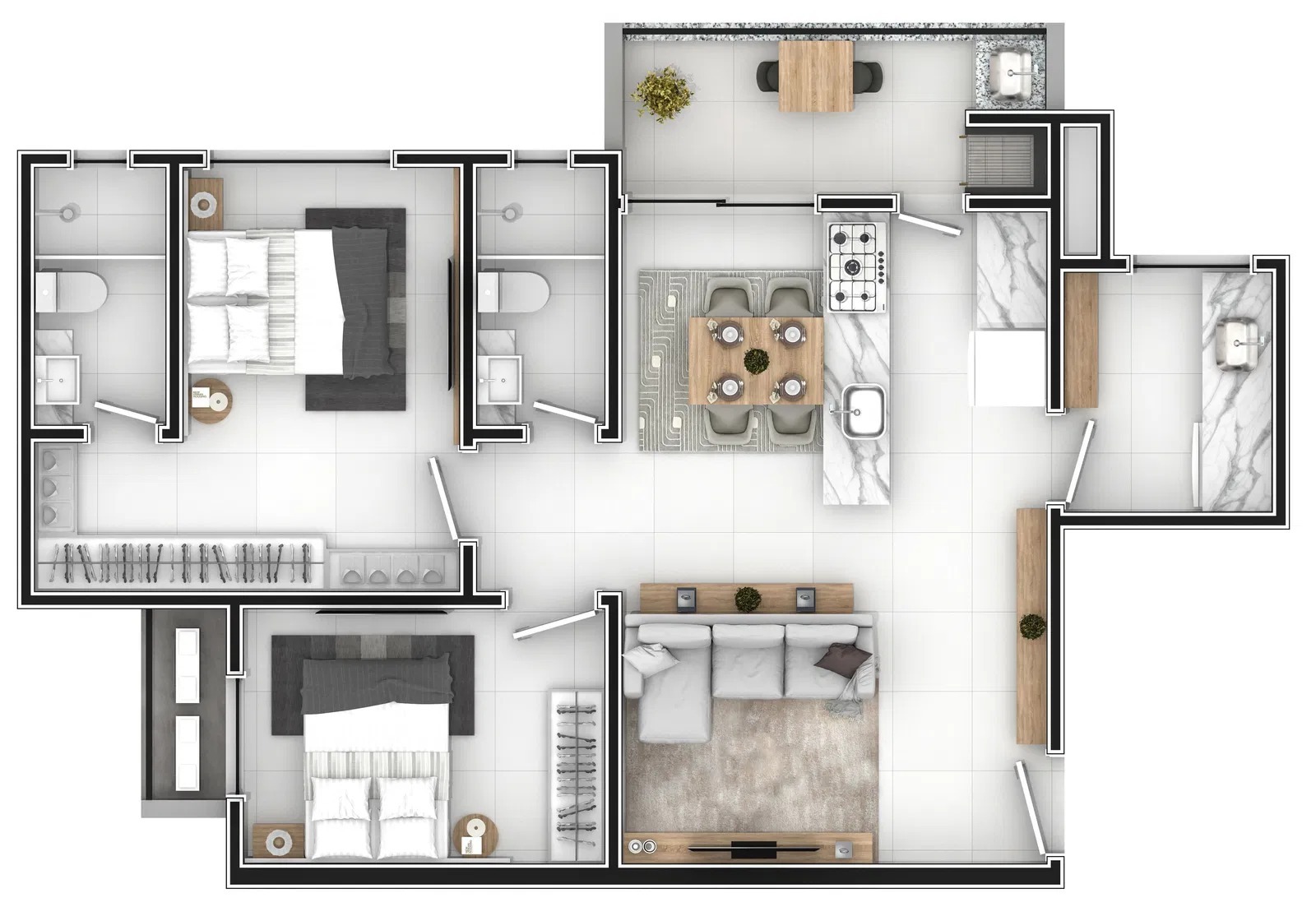 Apartamento para locação em itajaí-sc, dom bosco: 2 quartos,