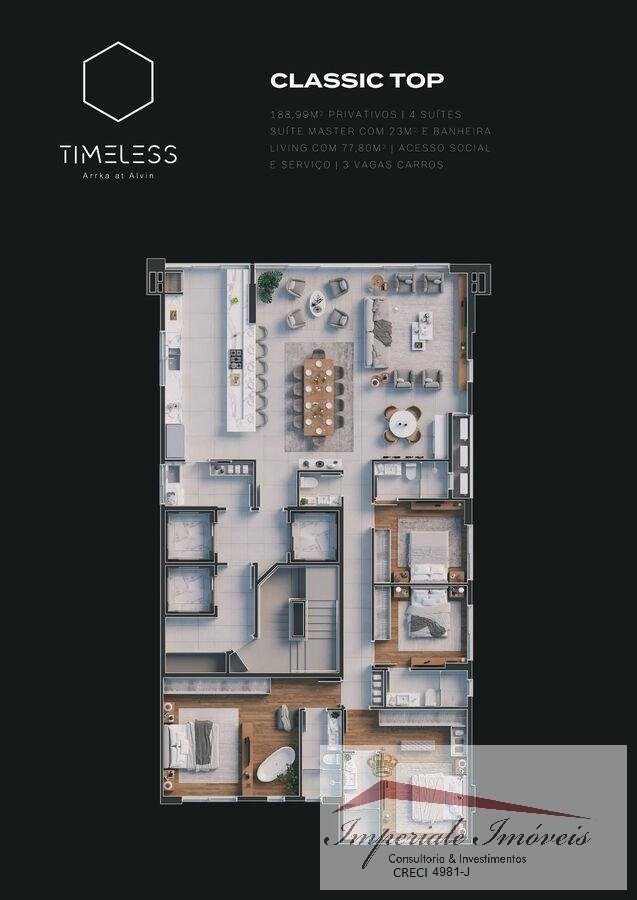 Apartamento de Luxo à venda no Centro de Balneário Camboriú-SC: 4 quartos, 4 suítes, 2 salas, 6 banheiros, 3 vagas, 143m².