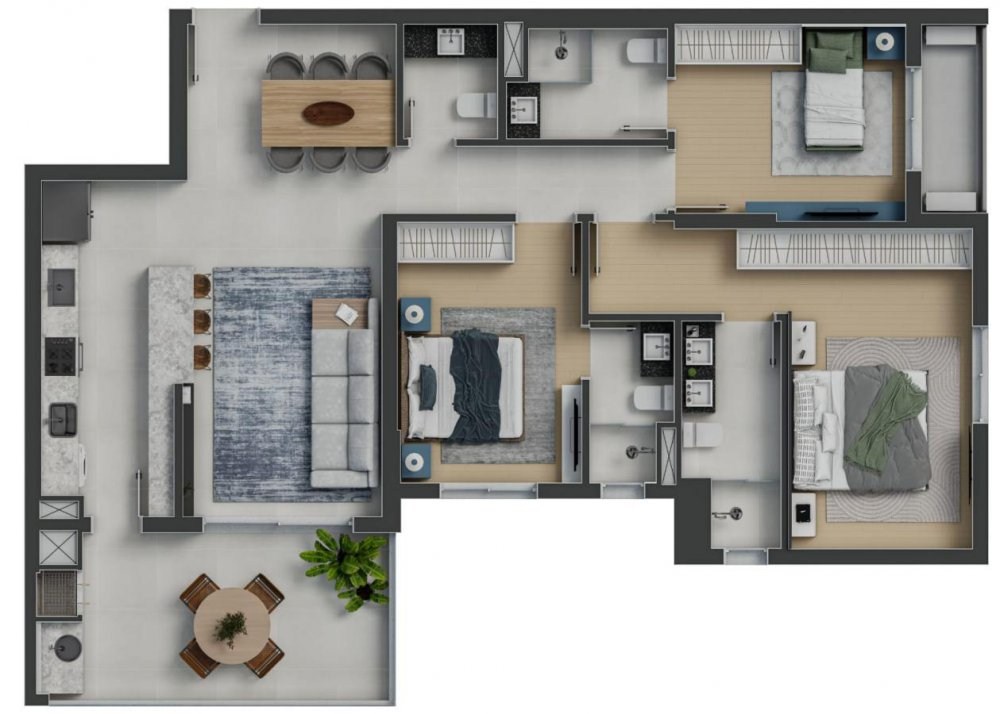 Apartamento à venda em Itajaí-SC, bairro Fazenda 3 quartos, 3 suítes, 2 salas, 4 banheiros, 2 vagas de garagem 118m²
