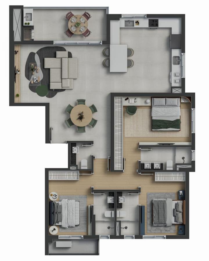 Apartamento à venda em Itajaí-SC, bairro Fazenda 3 quartos, 3 suítes, 2 salas, 4 banheiros, 2 vagas de garagem 118m²
