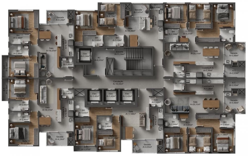 Apartamento à venda em Itajaí-SC, Centro: 2 quartos, 2 suítes, 2 salas, 2 banheiros, 1 vaga, 95,83m². Venha conferir!