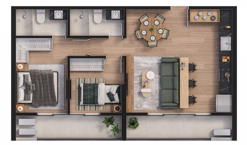 Apartamento à venda no Centro de Itajaí-SC: 2 quartos, 1 suíte, 2 salas, 1 banheiro e 80,94 m² de área.