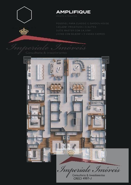 Apartamento de Luxo à venda no Centro de Balneário Camboriú-SC: 4 quartos, 4 suítes, 2 salas, 6 banheiros, 3 vagas, 143m².
