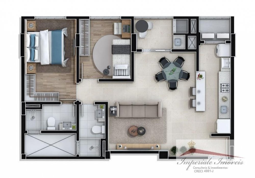 Luxuoso apartamento à venda em Itajaí-SC, no bairro São João: 2 quartos, 1 suíte, 2 salas, 2 banheiros, 2 vagas de garagem, 64m².