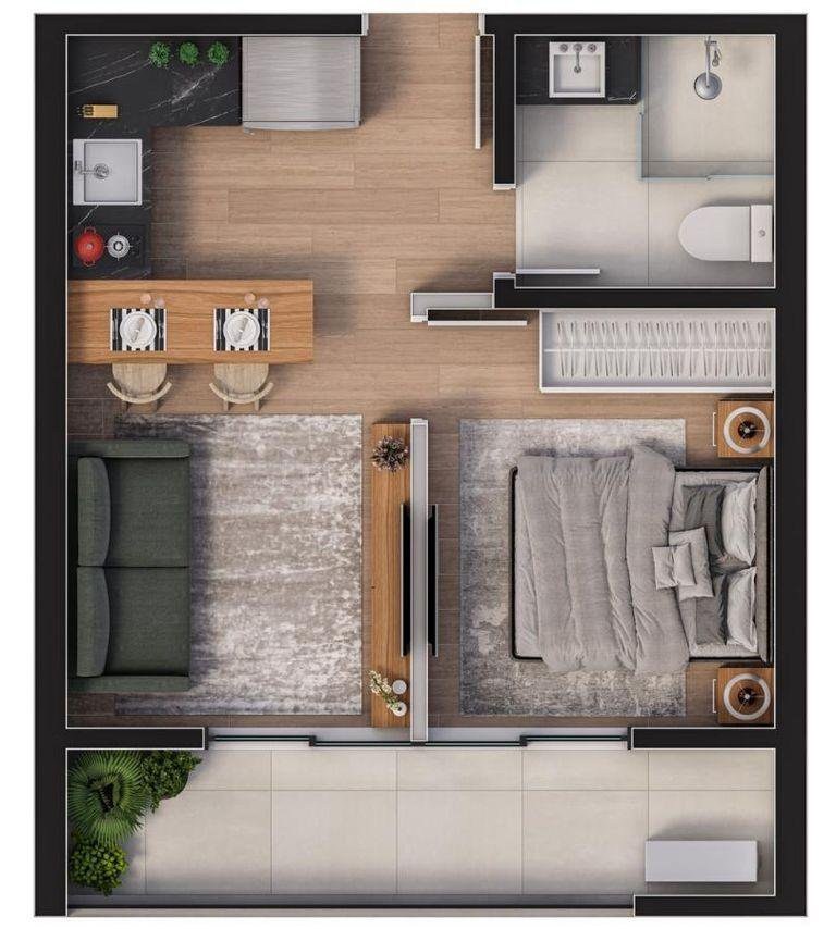 Apartamento à venda no Centro de Itajaí-SC: 2 quartos, 1 suíte, 2 salas, 1 banheiro e 80,94 m² de área.
