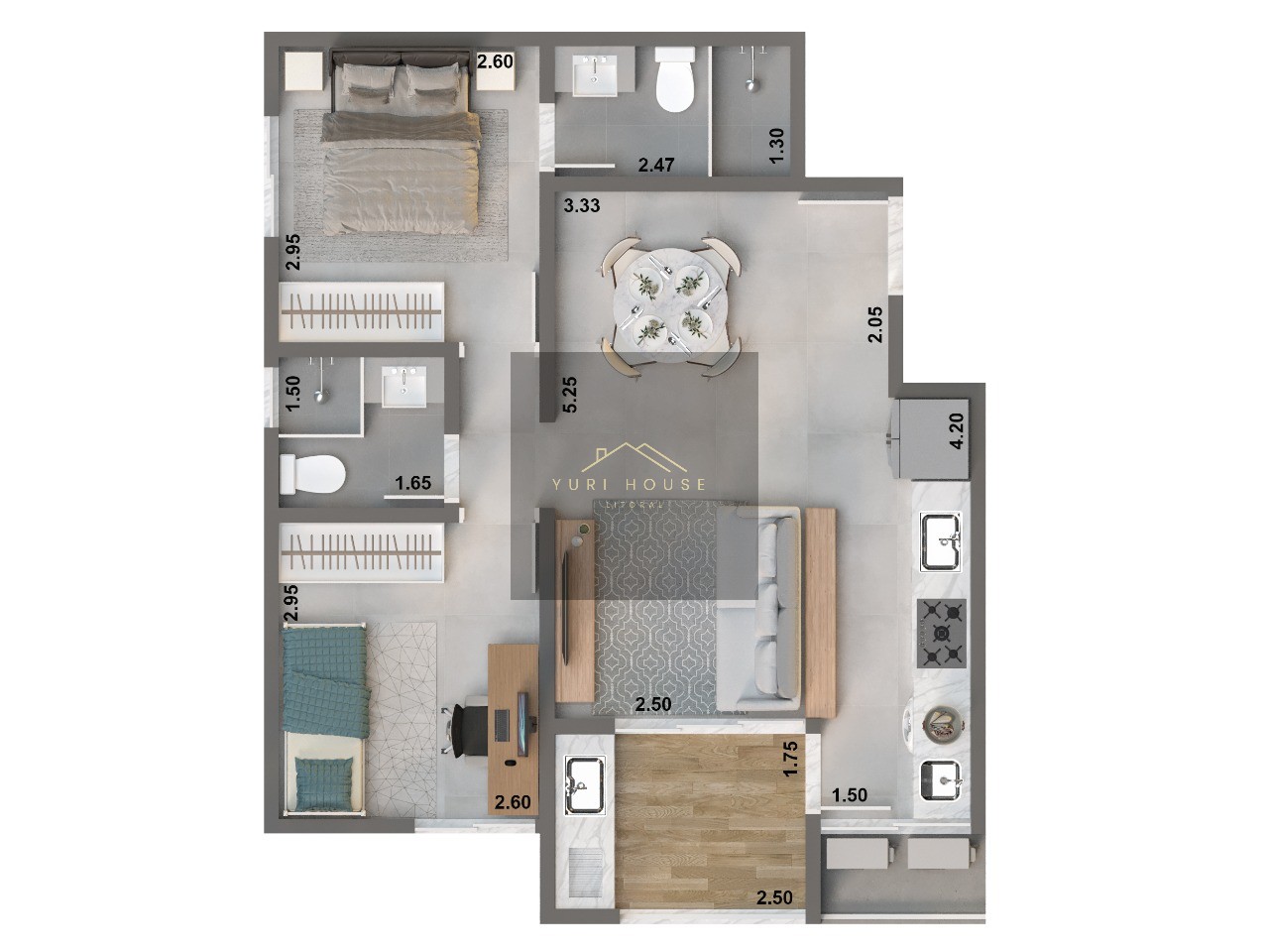 Apartamento, 2 quartos, 56 m² - Foto 3