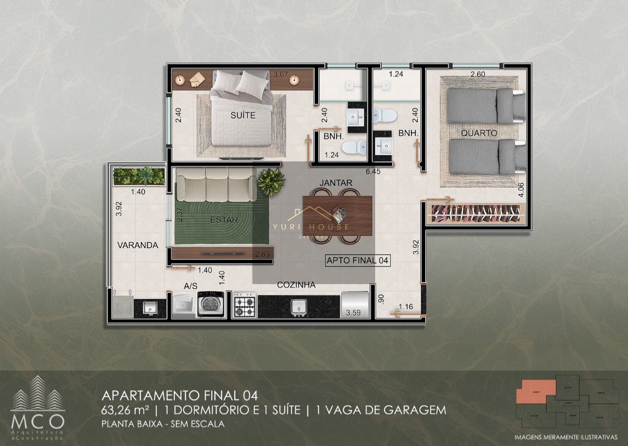 Apartamento, 2 quartos, 63 m² - Foto 9