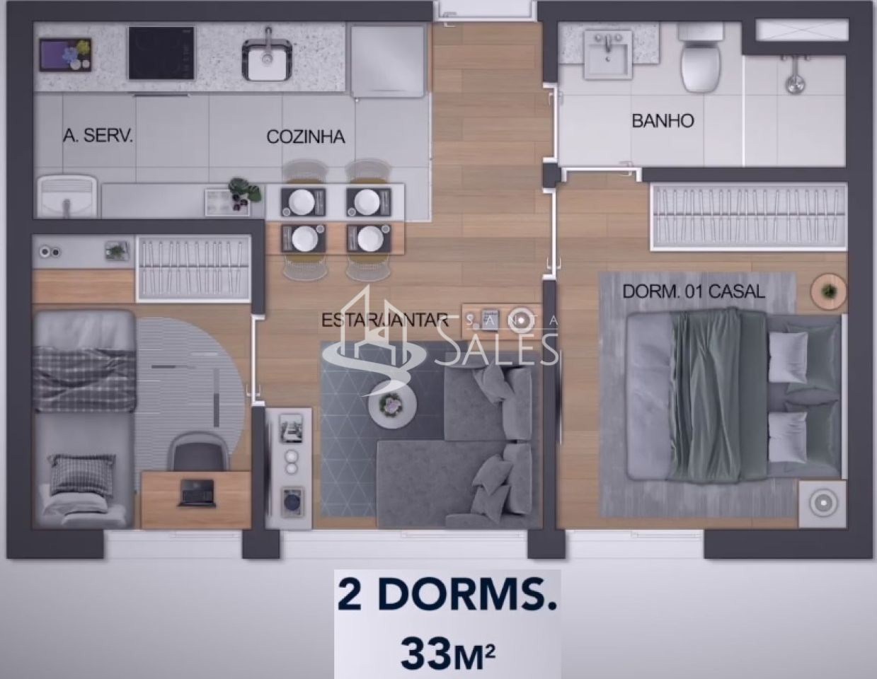 Apartamento, 2 quartos, 34 m² - Foto 15