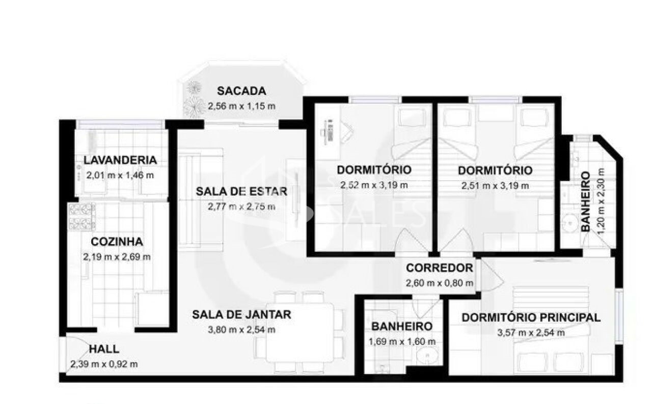 Apartamento, 3 quartos, 70 m² - Foto 2