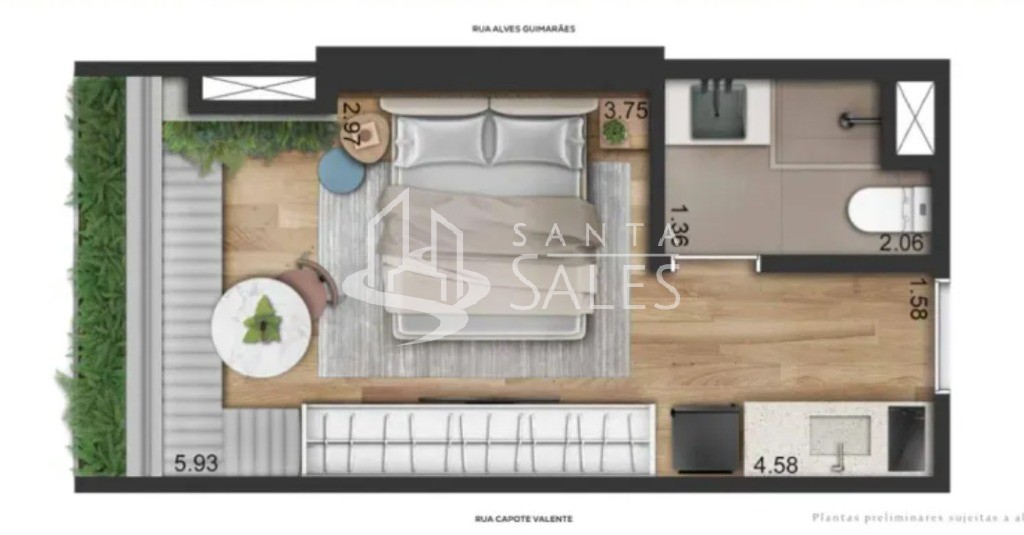 Apartamento, 1 quarto, 28 m² - Foto 2