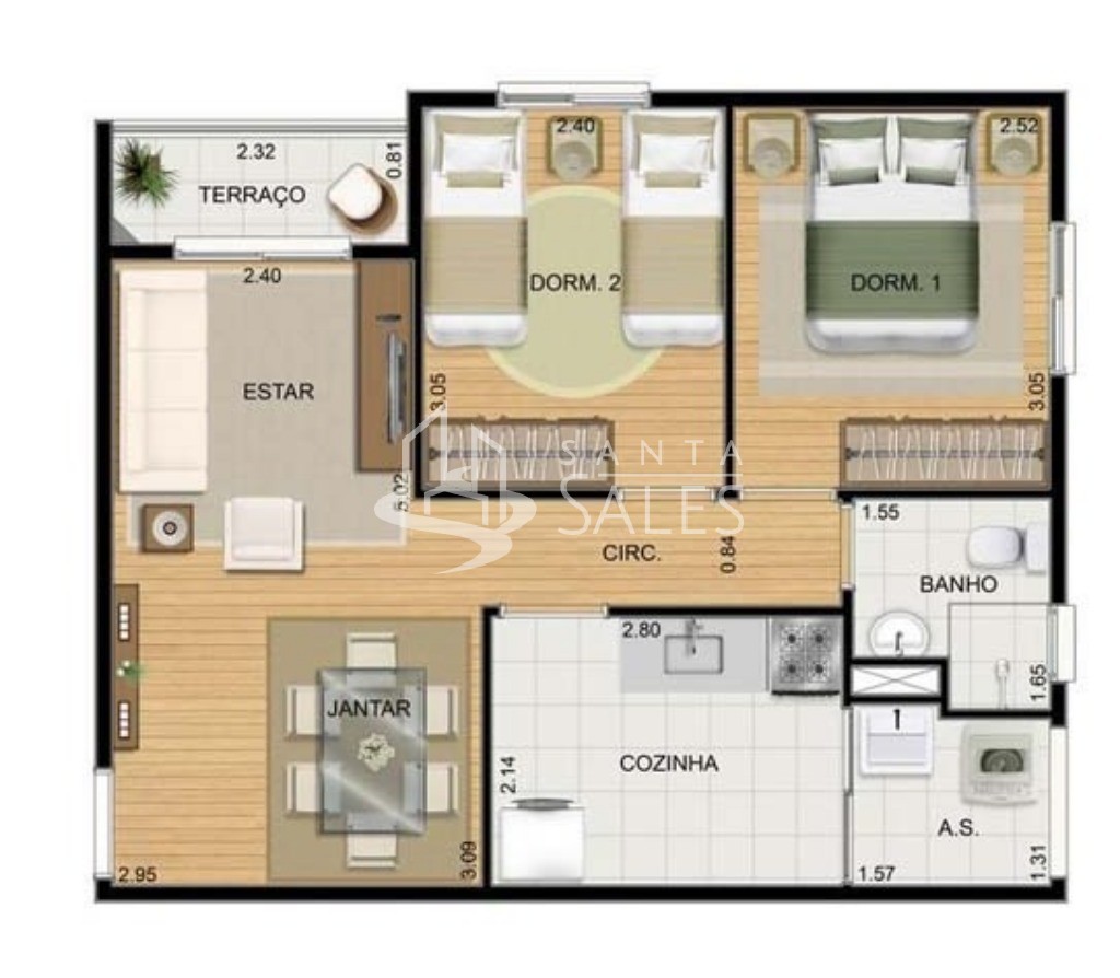 Apartamento, 2 quartos, 48 m² - Foto 14