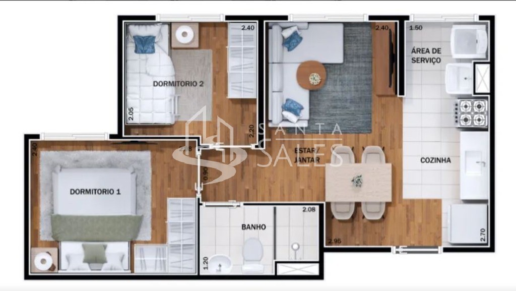 Apartamento, 2 quartos, 33 m² - Foto 2