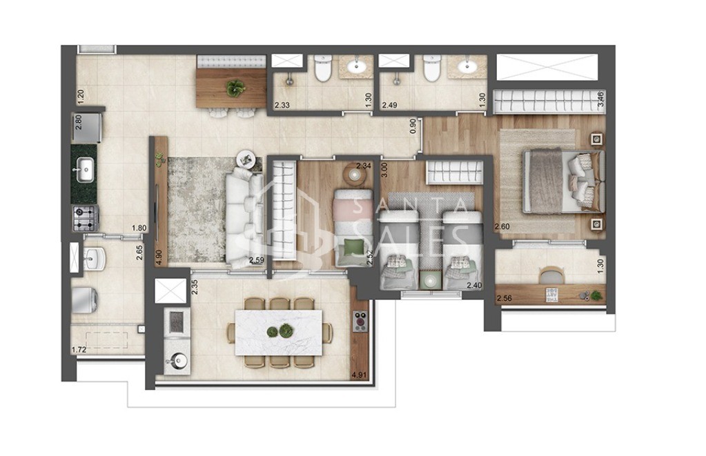 Apartamento, 2 quartos, 84 m² - Foto 13