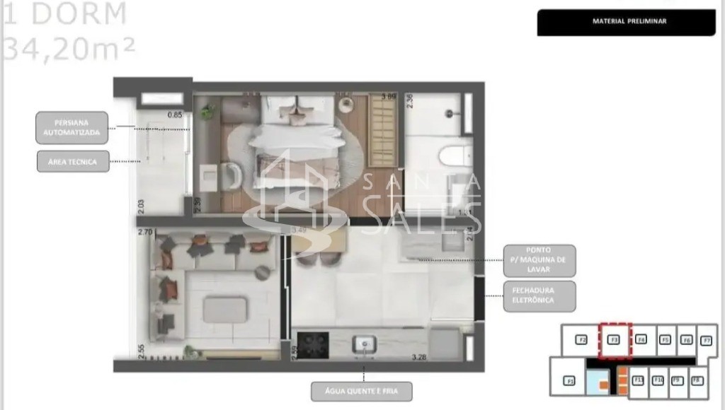 Apartamento, 1 quarto, 35 m² - Foto 2