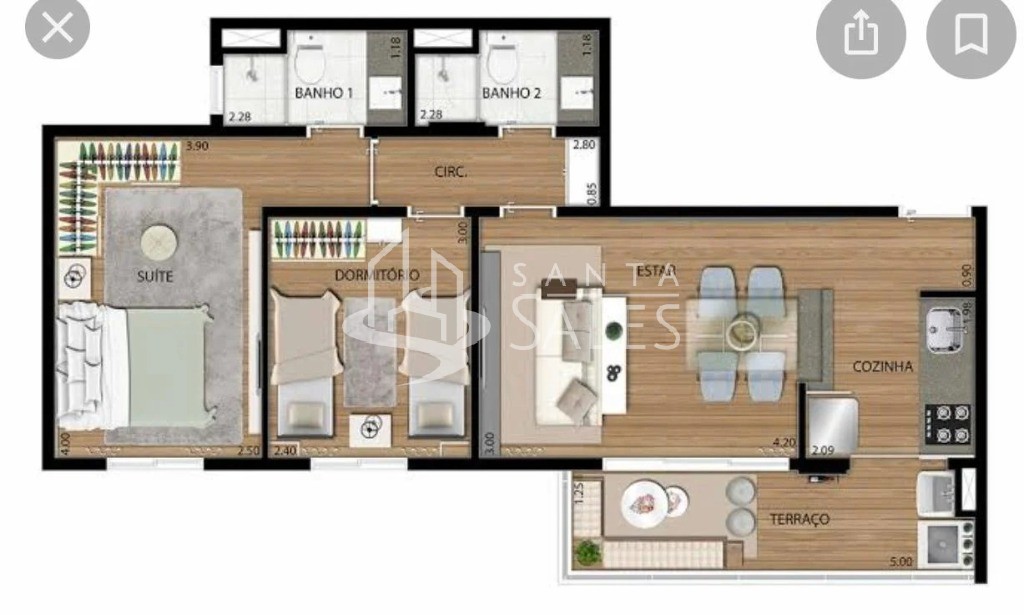 Apartamento, 2 quartos, 60 m² - Foto 3