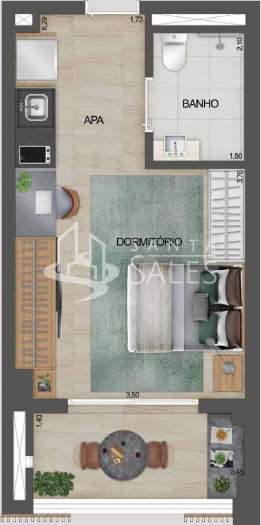 Apartamento, 1 quarto, 33 m² - Foto 4