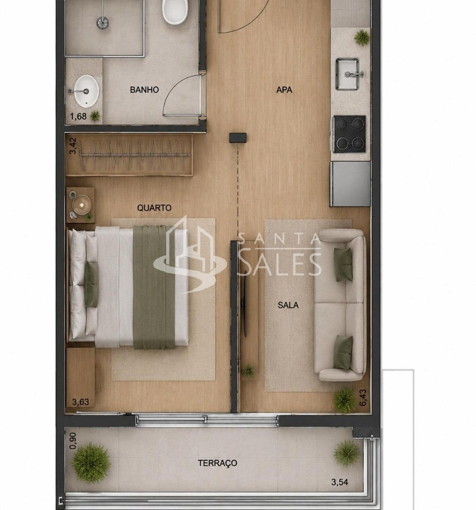 Apartamento, 1 quarto, 27 m² - Foto 5