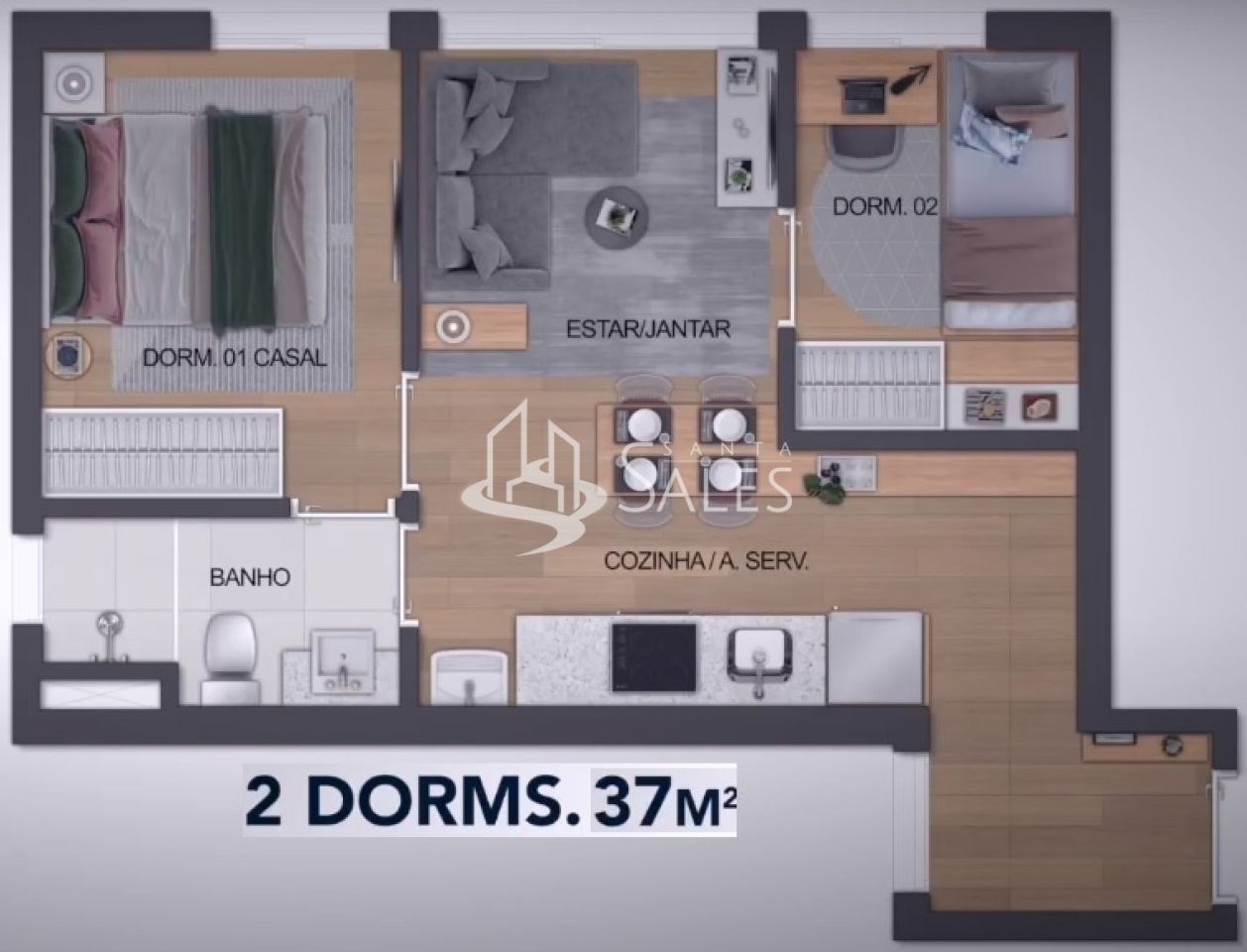 Apartamento, 2 quartos, 37 m² - Foto 17