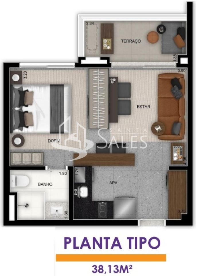Apartamento, 1 quarto, 38 m² - Foto 38