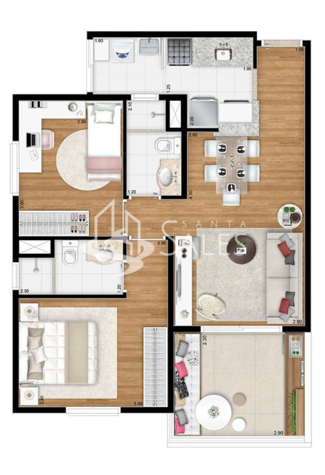 Apartamento, 2 quartos, 55 m² - Foto 1