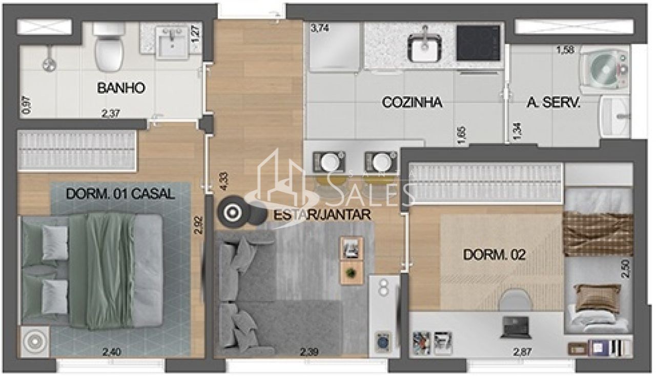 Apartamento, 2 quartos, 38 m² - Foto 24